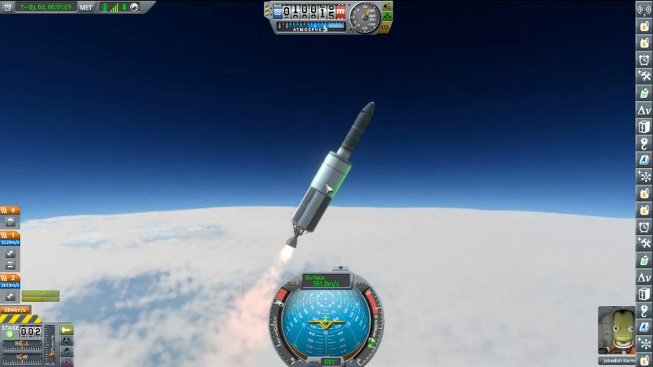 A Claude Opus 4.8 Mun vehicle climbing above the atmosphere of Kerbin
